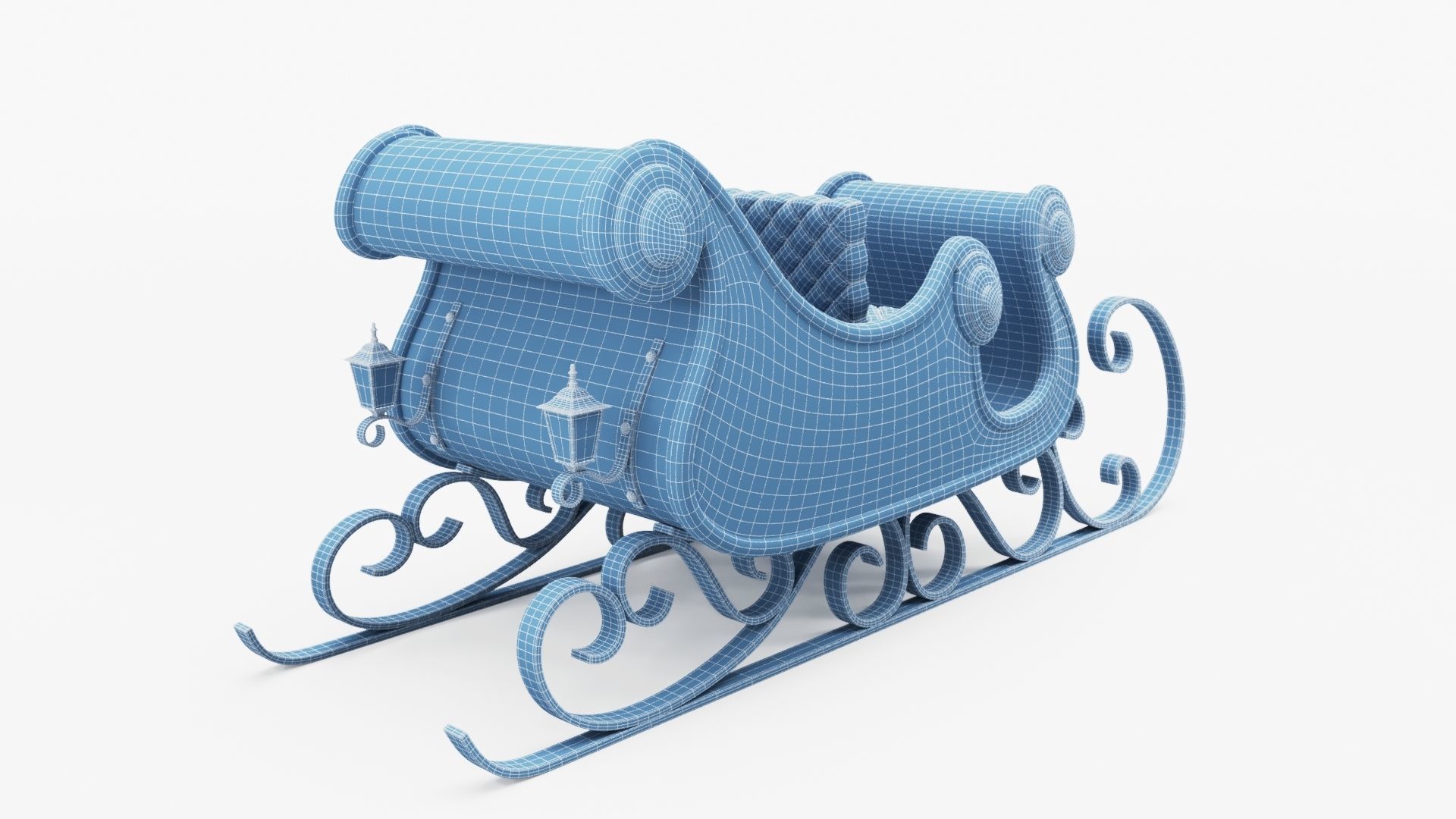 Santa Claus Sleigh Low-poly 3D model_13