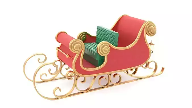 Santa Claus Sleigh Low-poly 3D model