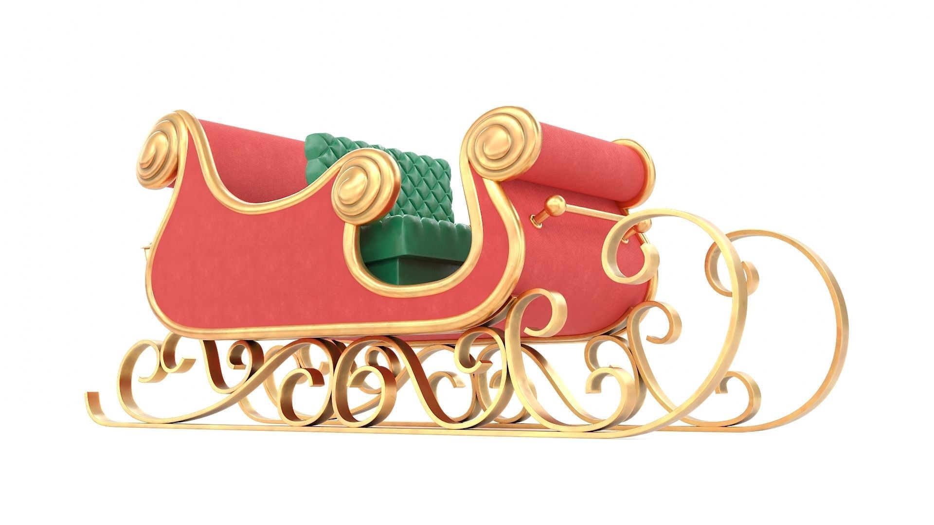 Santa Claus Sleigh Low-poly 3D model_9