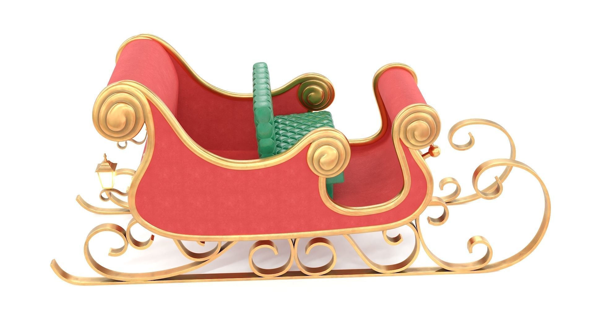 Santa Claus Sleigh Low-poly 3D model_10