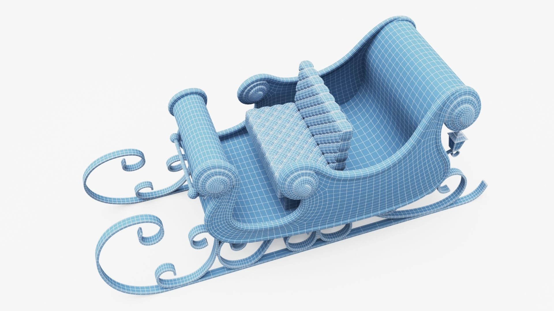 Santa Claus Sleigh Low-poly 3D model_14