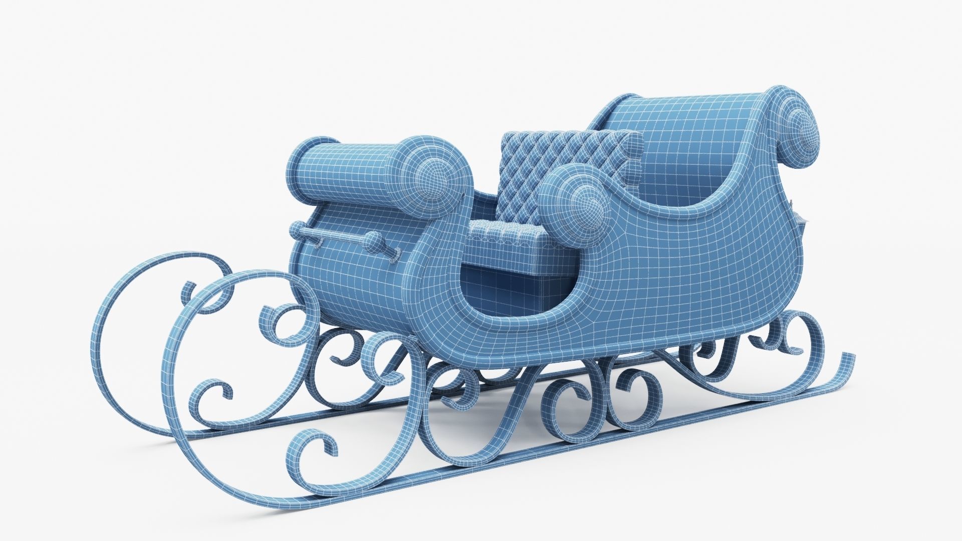 Santa Claus Sleigh Low-poly 3D model_12