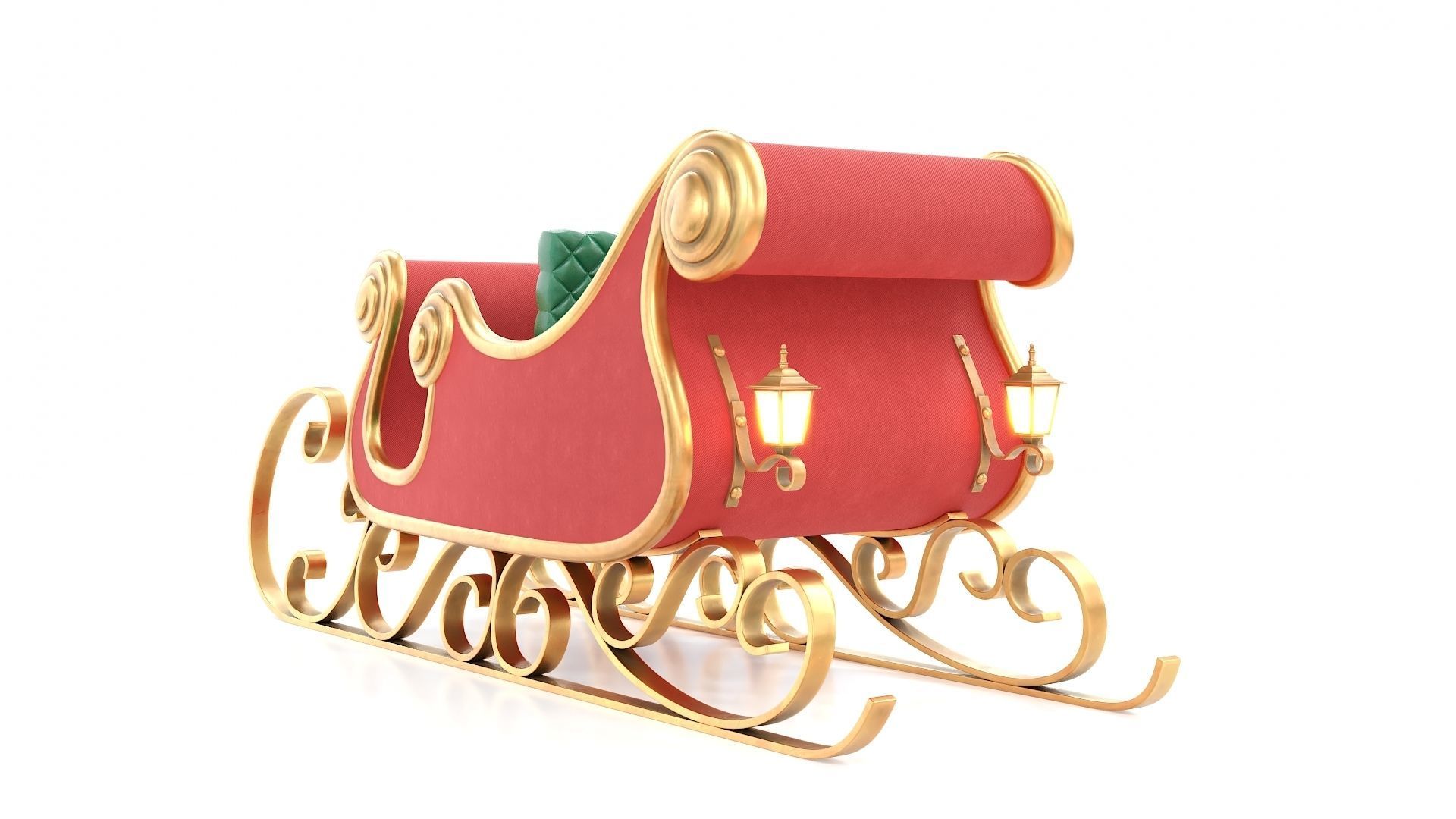 Santa Claus Sleigh Low-poly 3D model_8