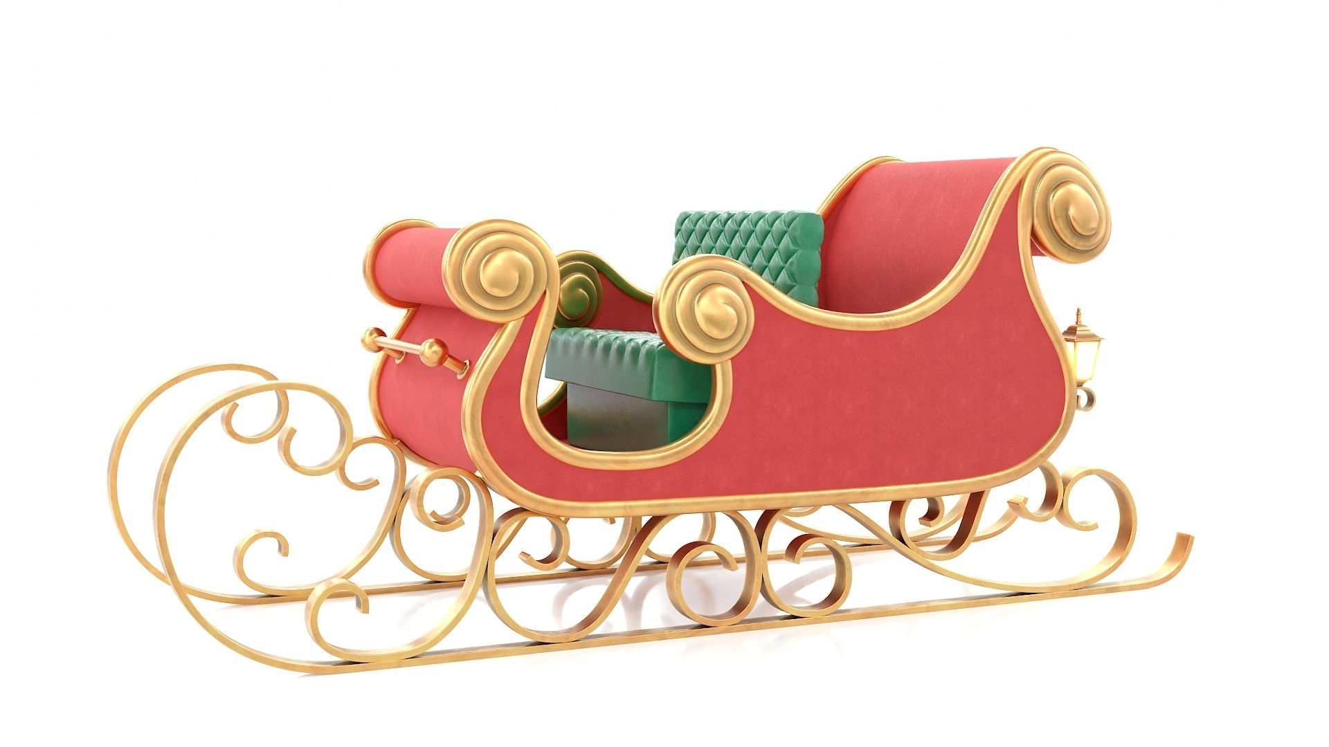 Santa Claus Sleigh Low-poly 3D model_3