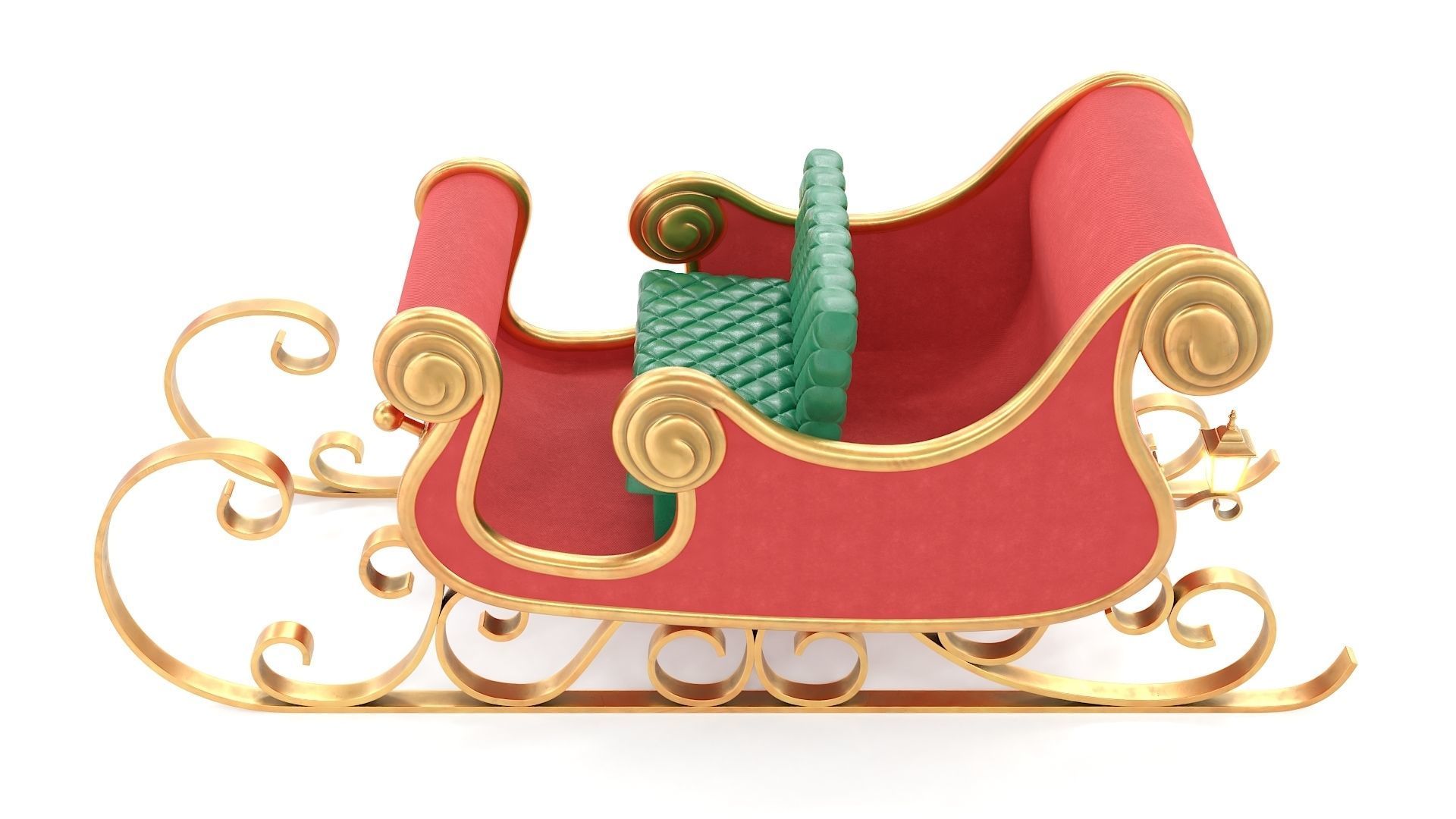 Santa Claus Sleigh Low-poly 3D model_5