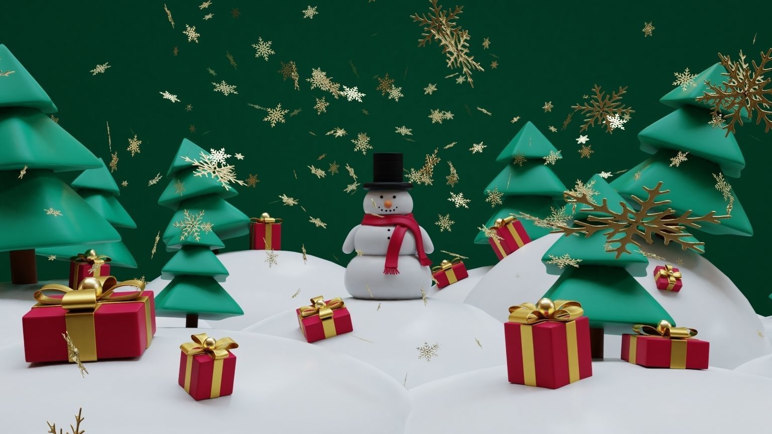 Snowman- trees- Gift Set  Low-poly 3D model_1