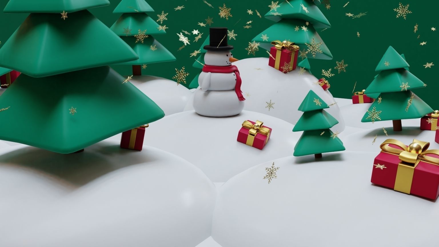 Snowman- trees- Gift Set  Low-poly 3D model_6