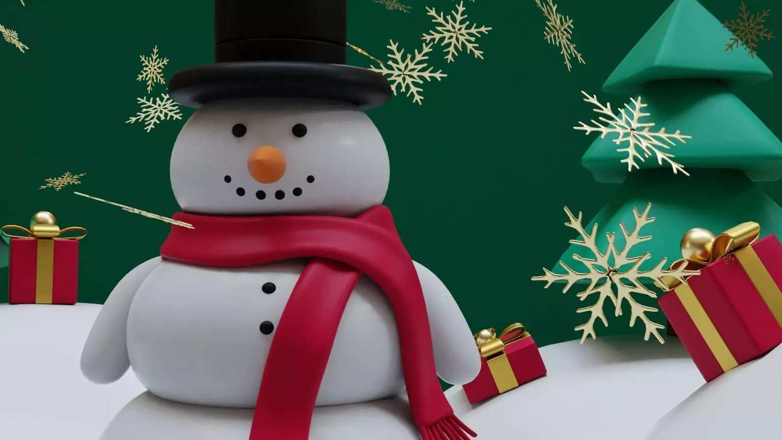 Snowman- trees- Gift Set  Low-poly 3D model_0