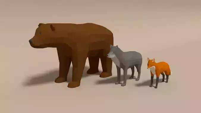 Low Poly Forest Animals Pack 3D Model Collection
