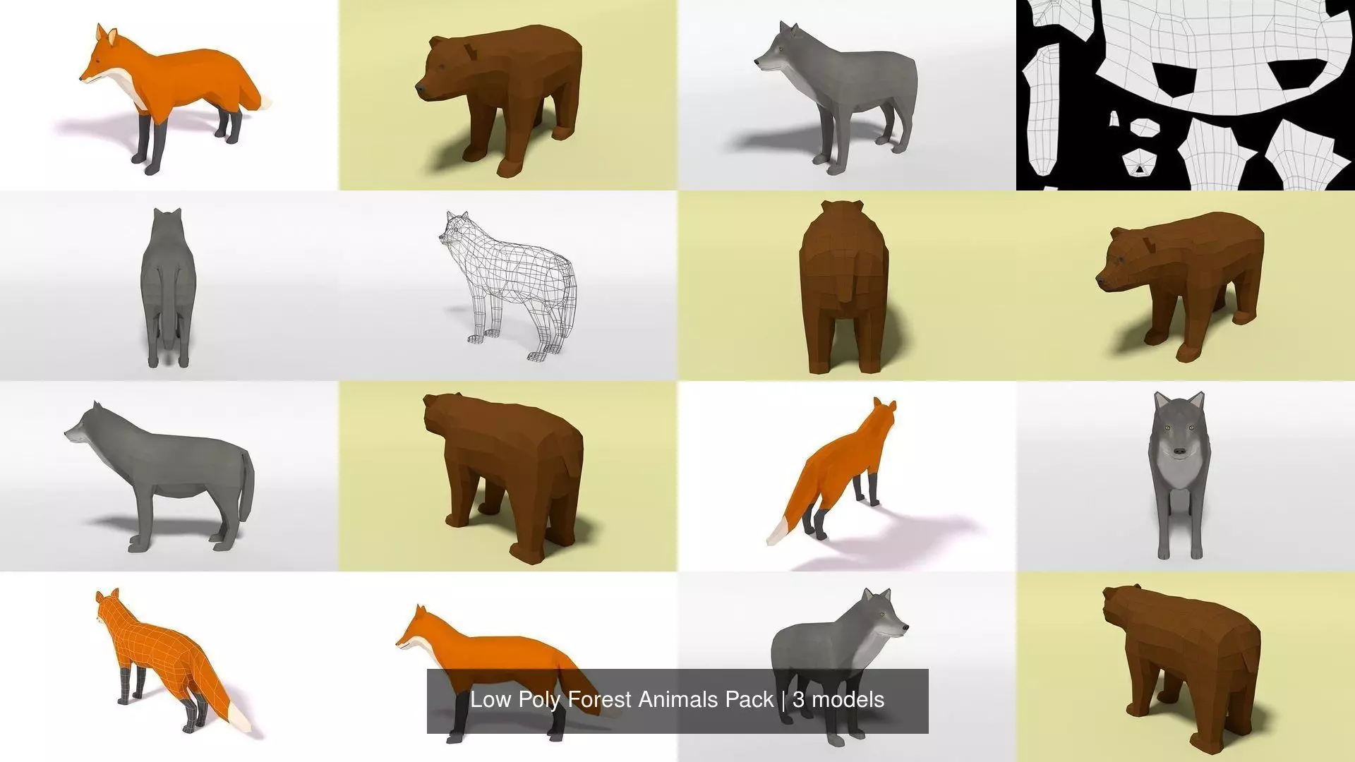 Low Poly Forest Animals Pack 3D Model Collection_1