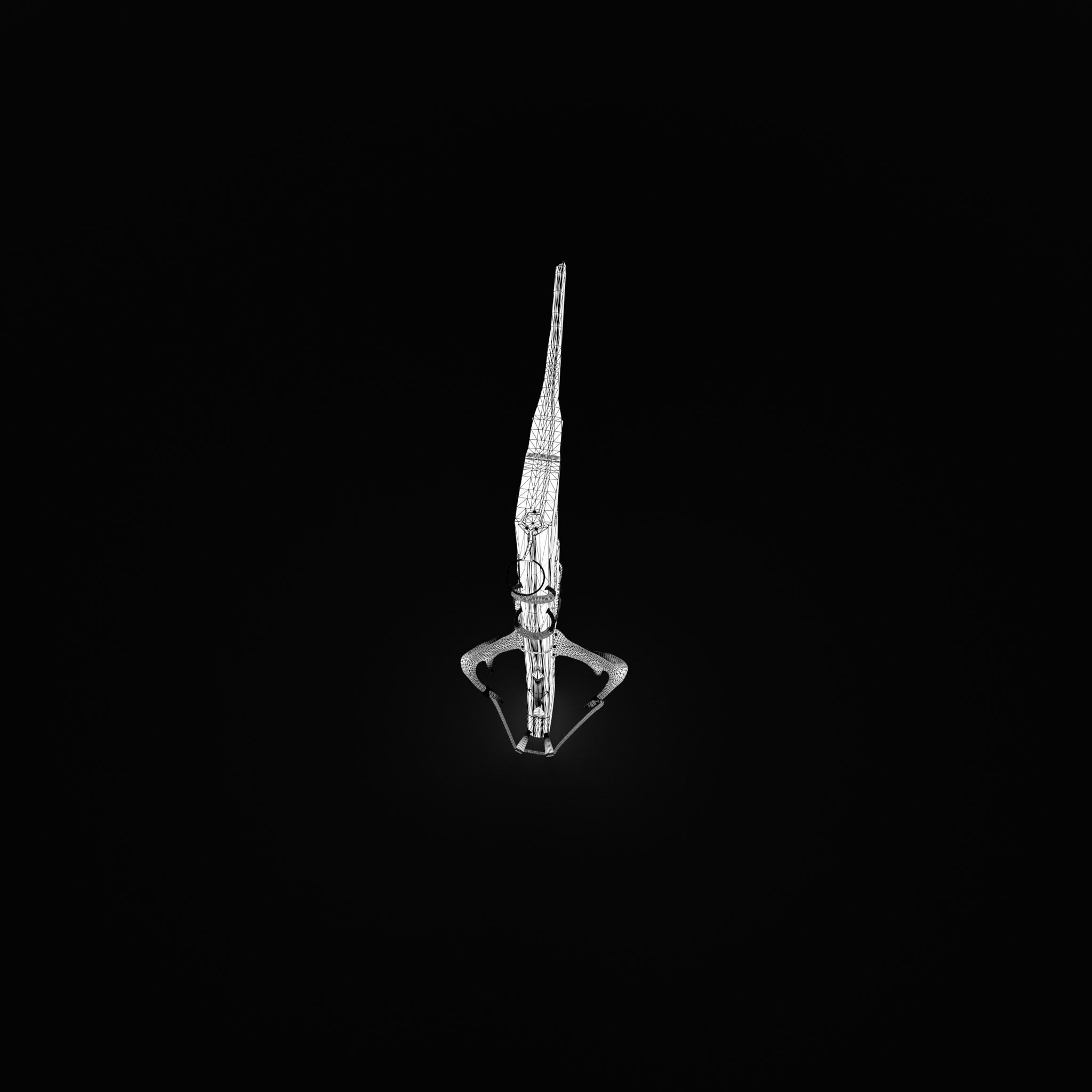 Fantasy Crossbow Axe Gun 3D model_33