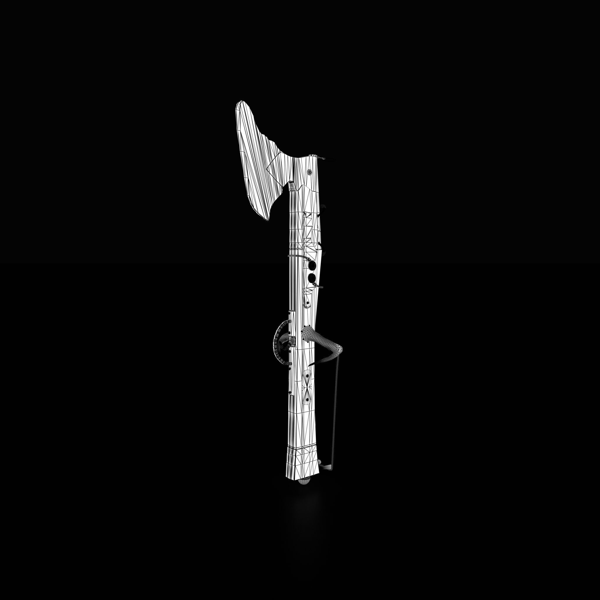 Fantasy Crossbow Axe Gun 3D model_28