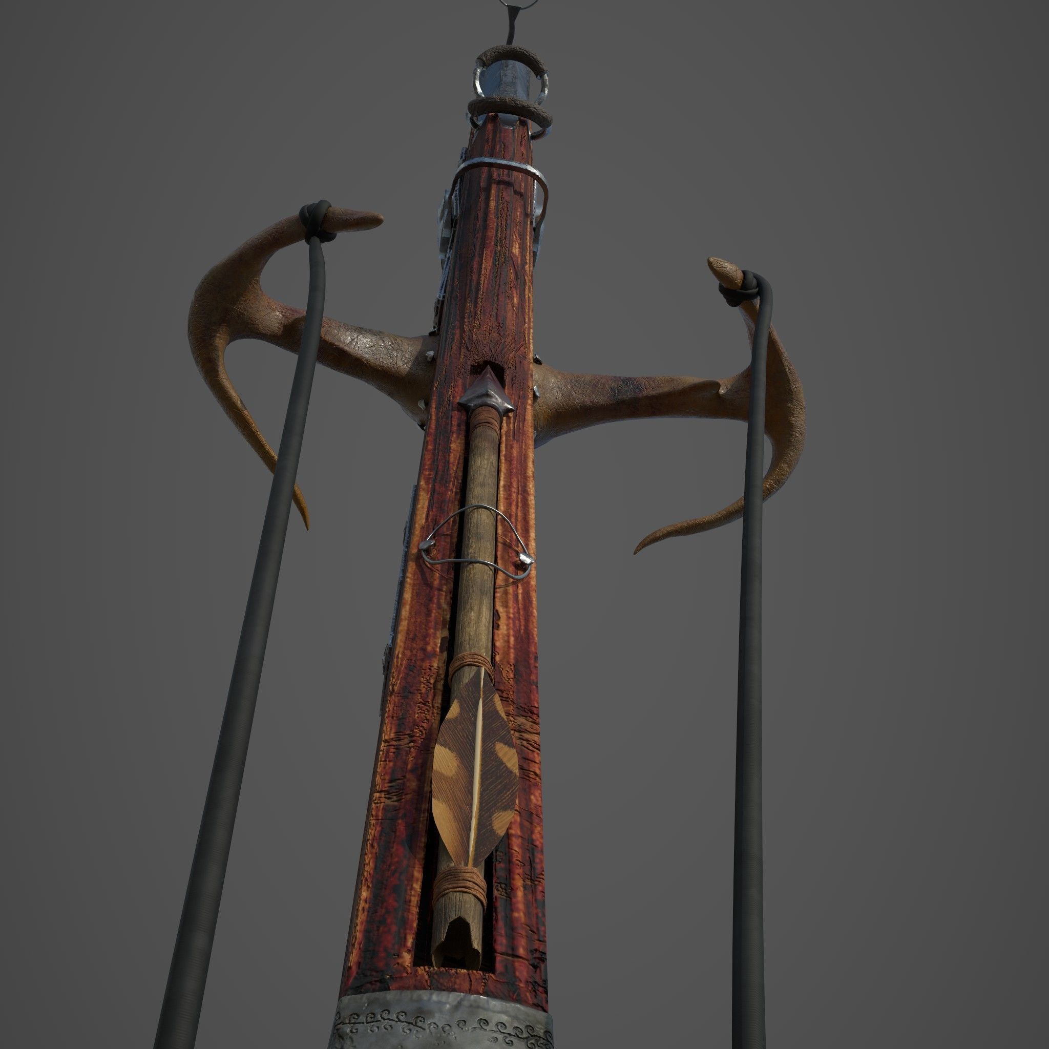 Fantasy Crossbow Axe Gun 3D model_14
