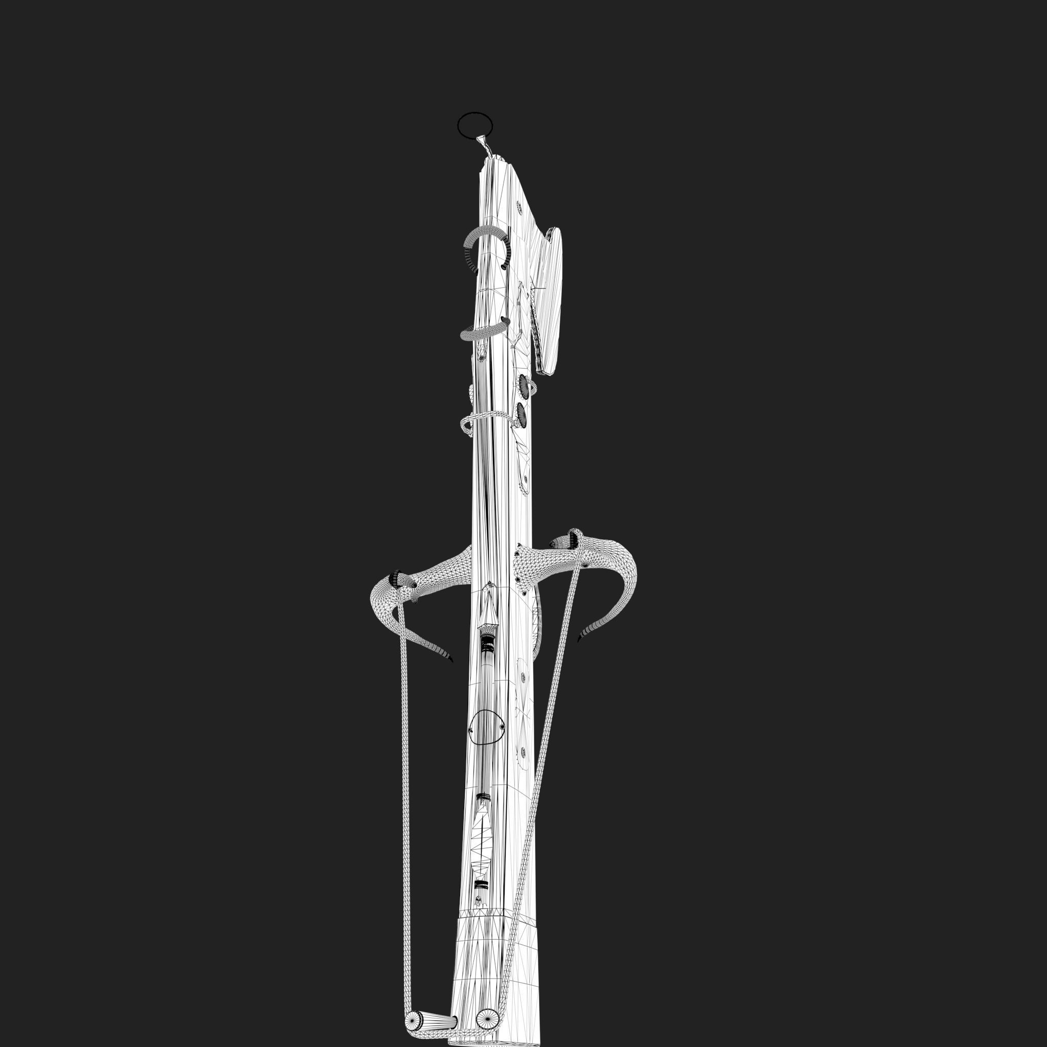 Fantasy Crossbow Axe Gun 3D model_30