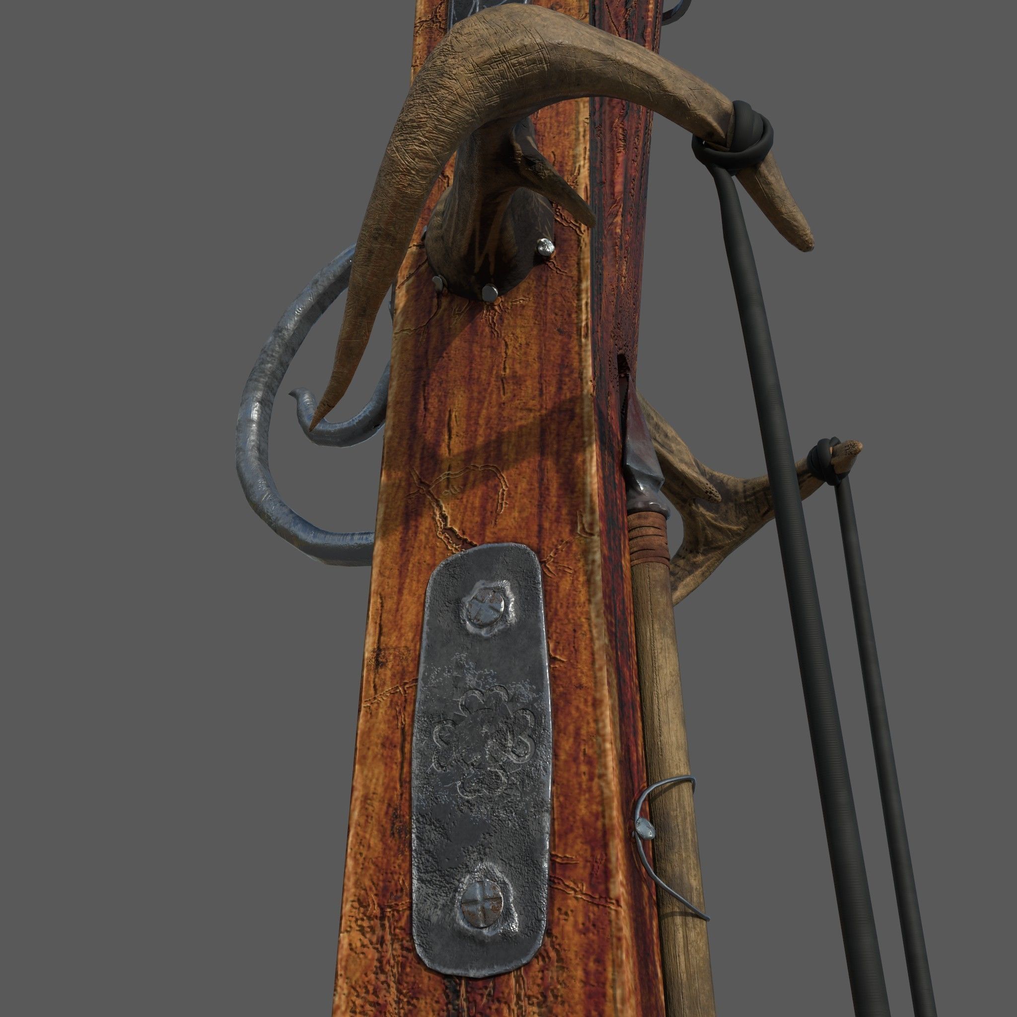 Fantasy Crossbow Axe Gun 3D model_3
