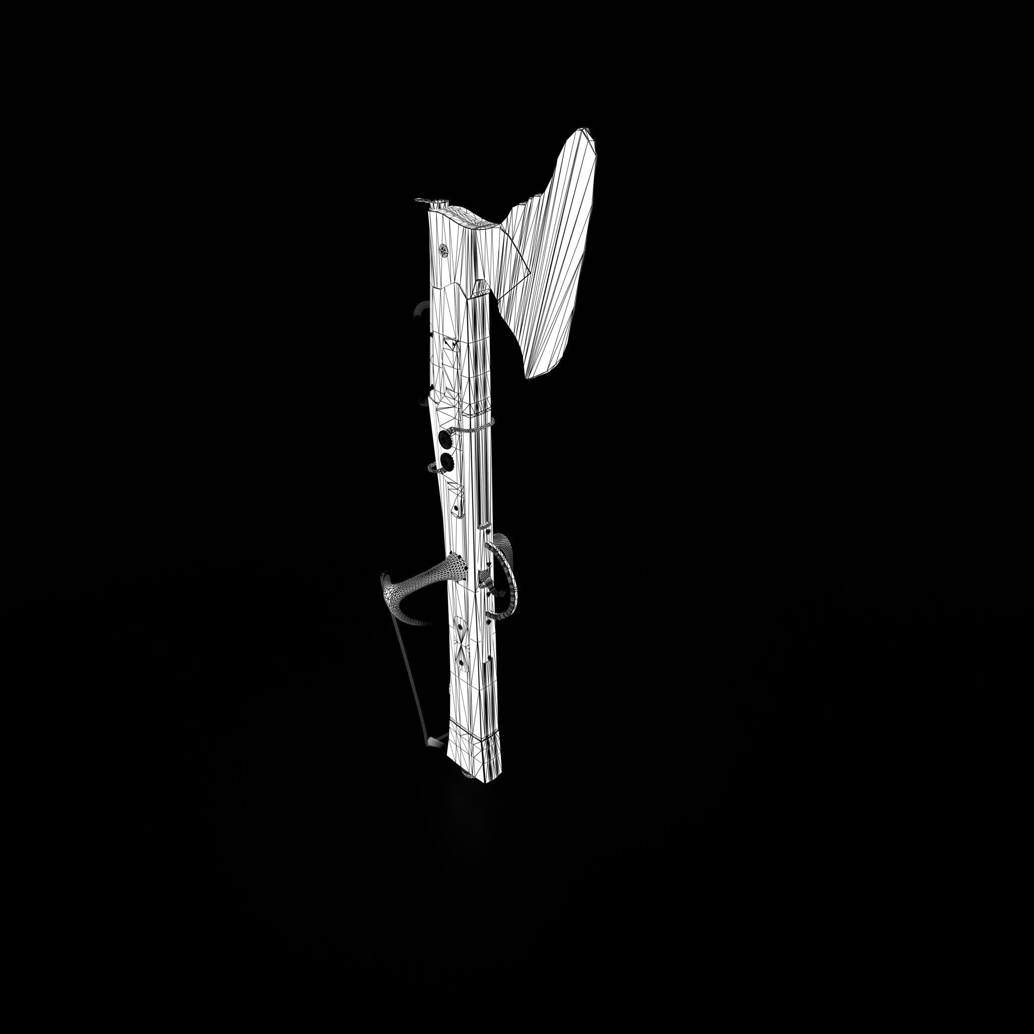 Fantasy Crossbow Axe Gun 3D model_27
