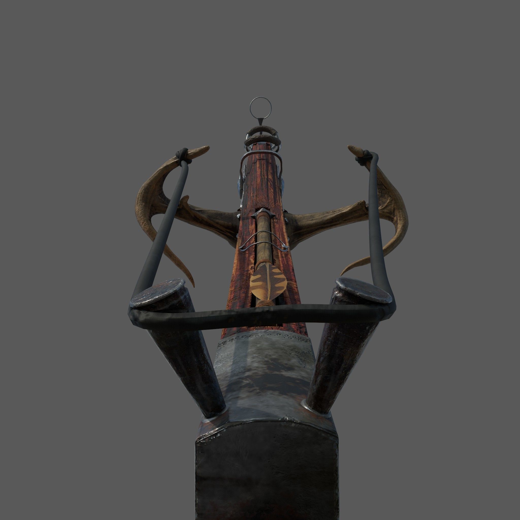 Fantasy Crossbow Axe Gun 3D model_11