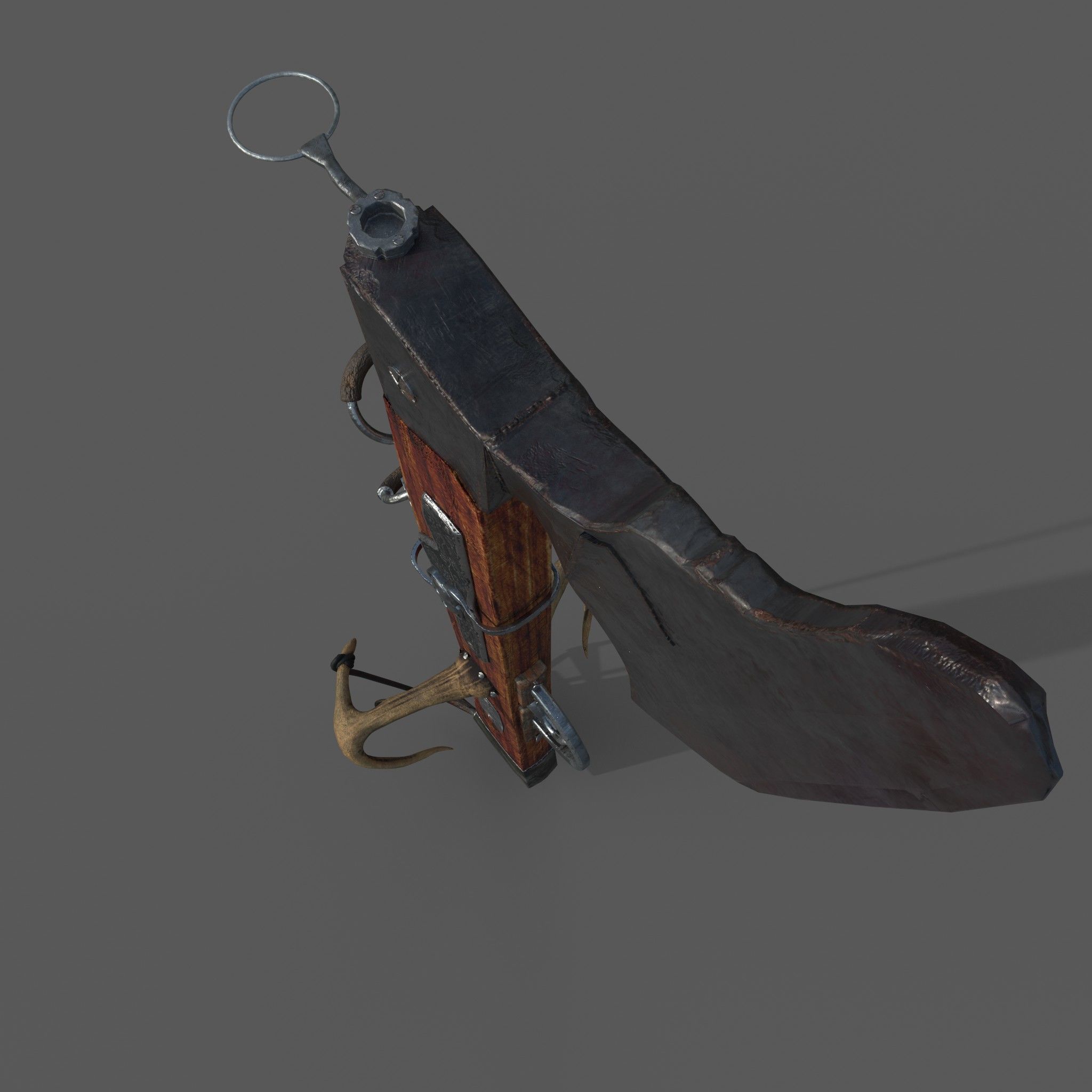 Fantasy Crossbow Axe Gun 3D model_6