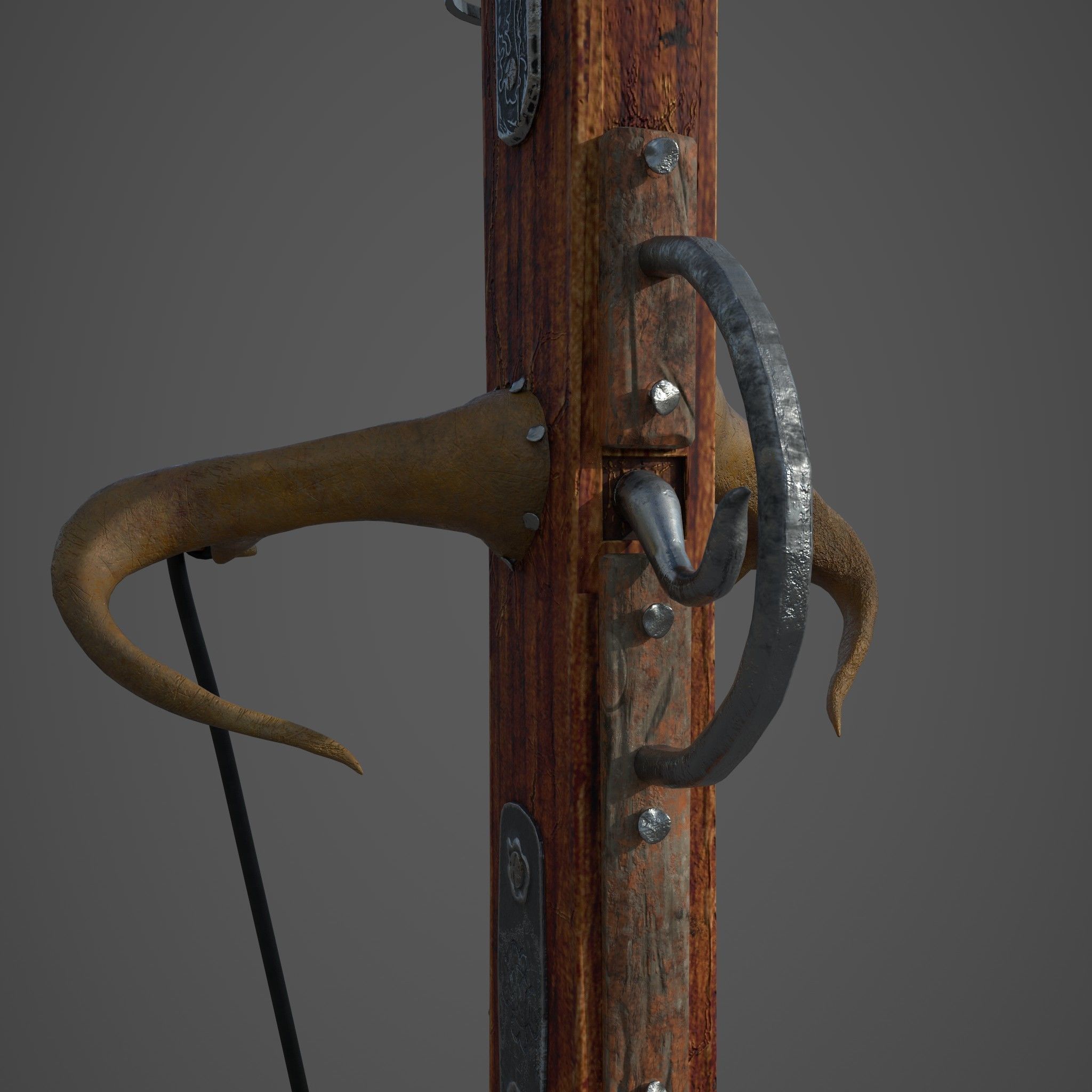 Fantasy Crossbow Axe Gun 3D model_20