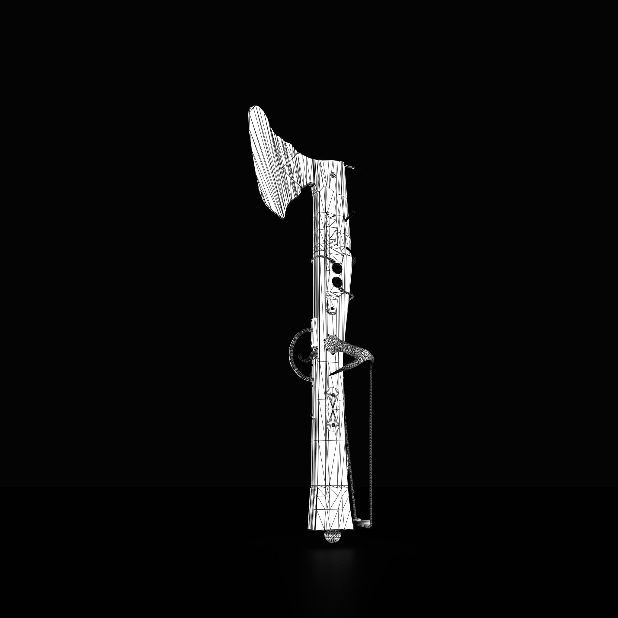 Fantasy Crossbow Axe Gun 3D model_39
