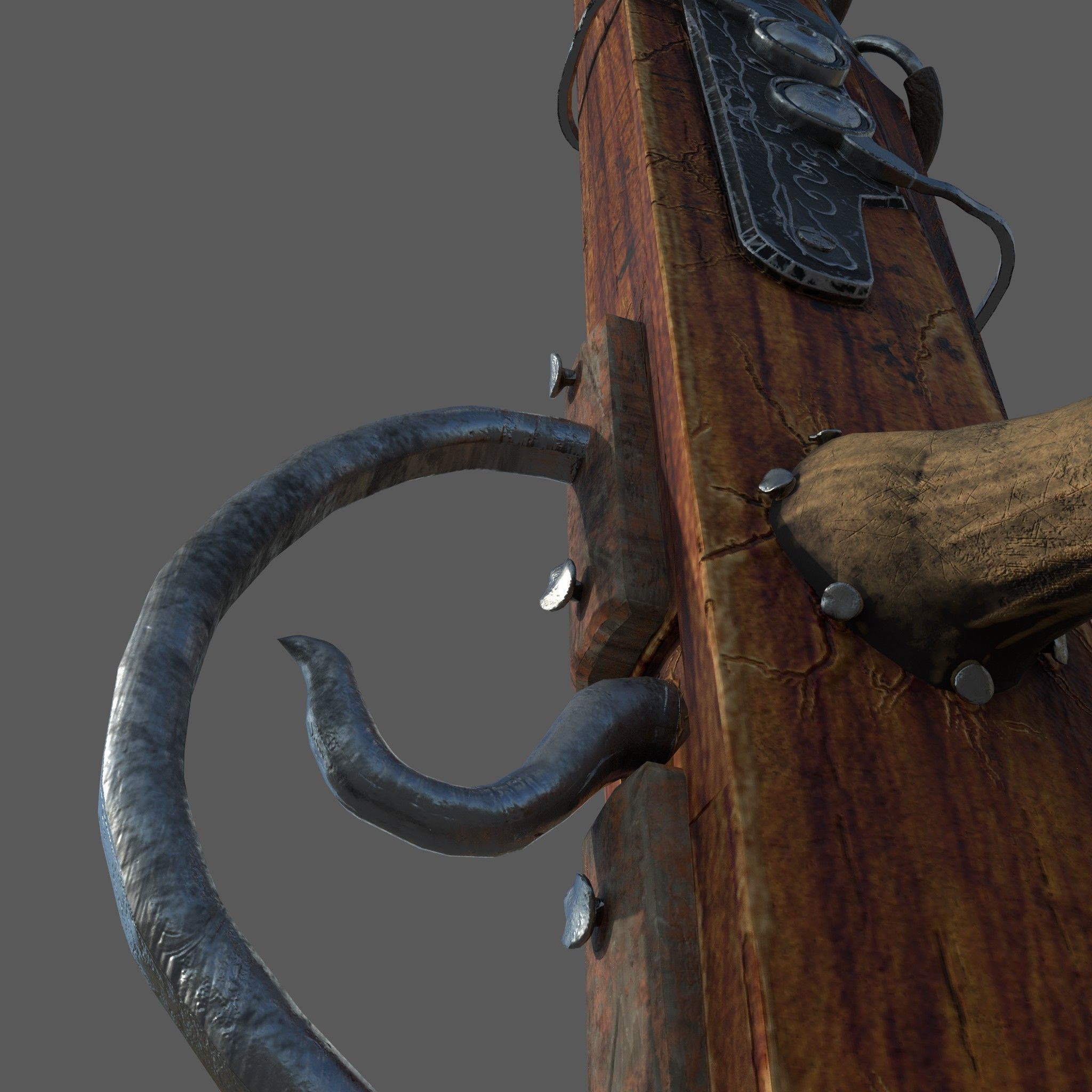 Fantasy Crossbow Axe Gun 3D model_7