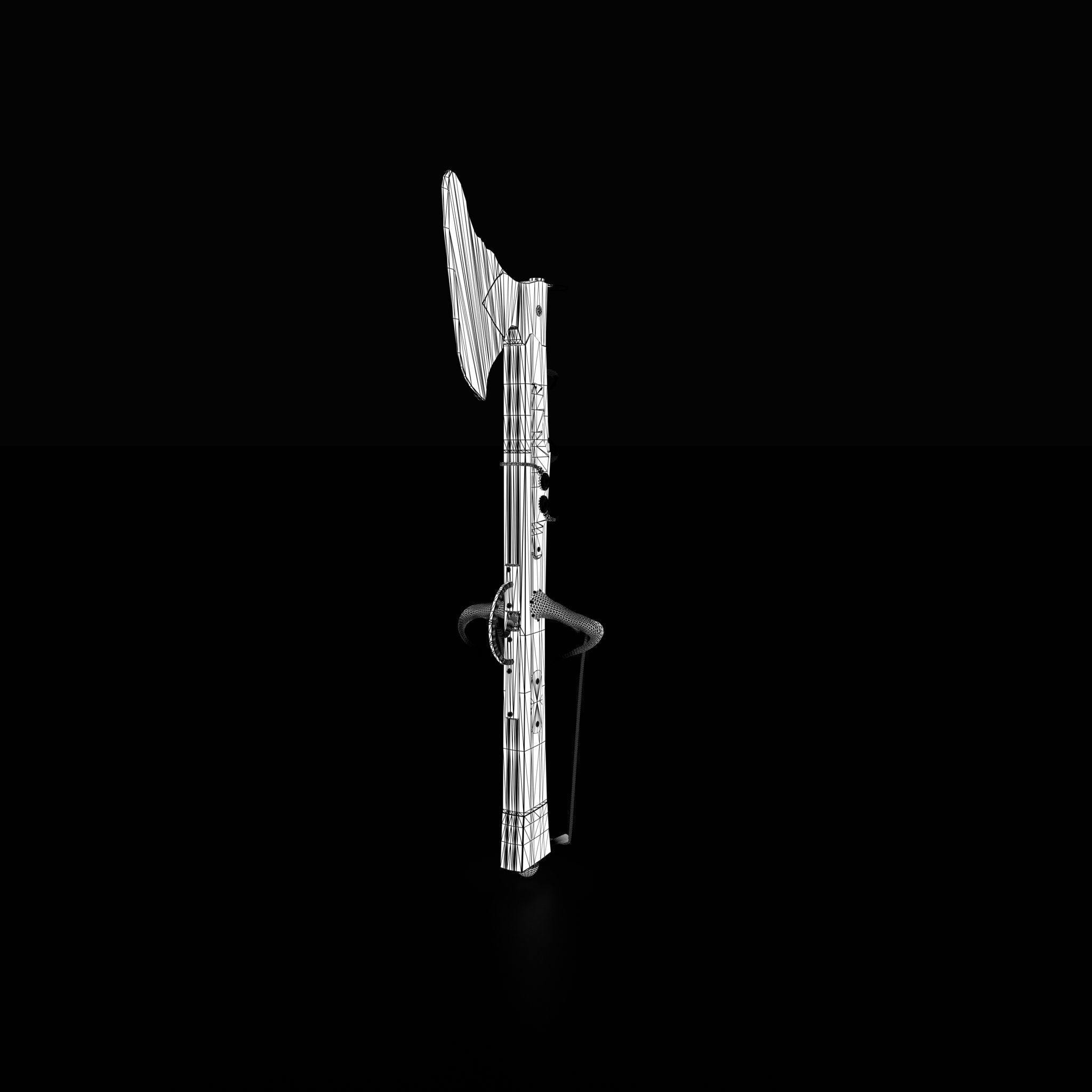 Fantasy Crossbow Axe Gun 3D model_26