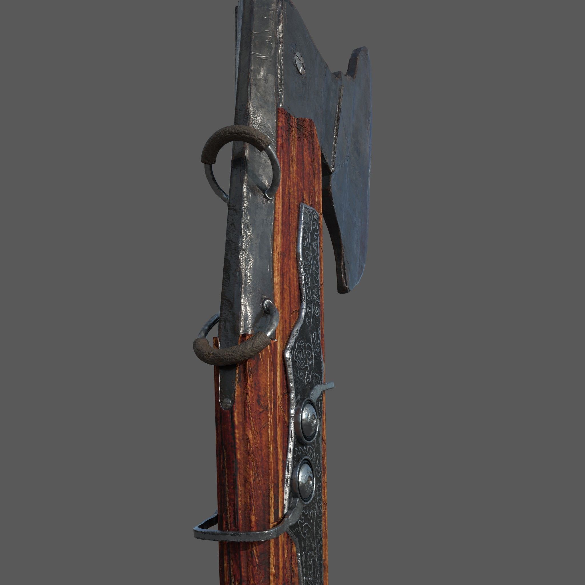 Fantasy Crossbow Axe Gun 3D model_5