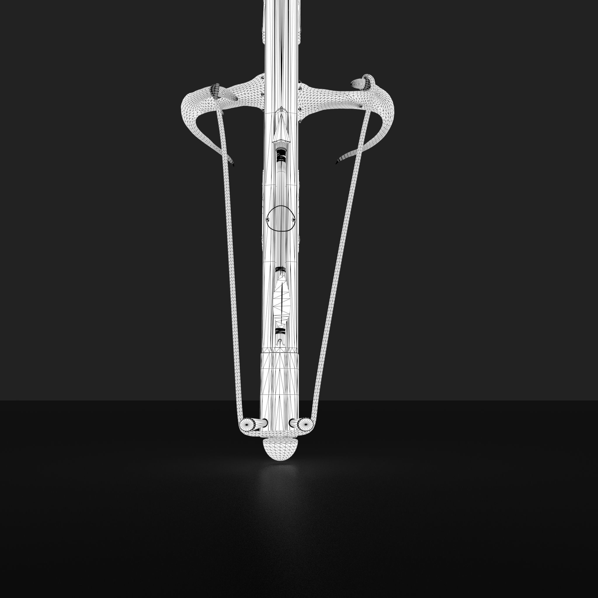 Fantasy Crossbow Axe Gun 3D model_37