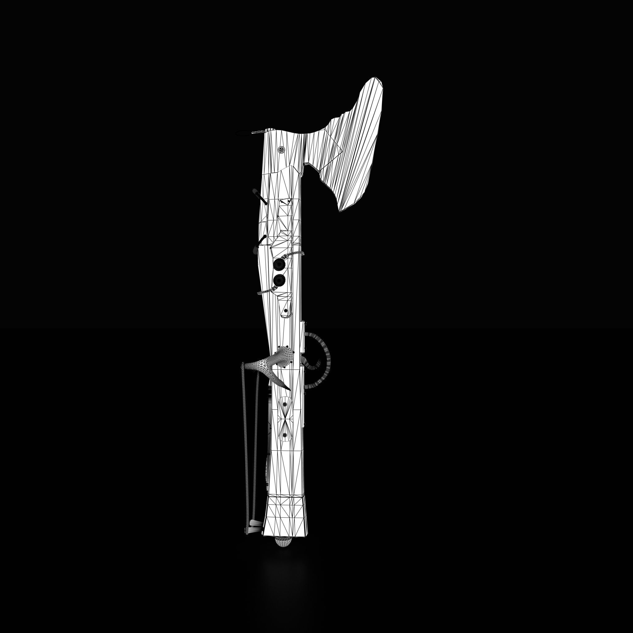 Fantasy Crossbow Axe Gun 3D model_29