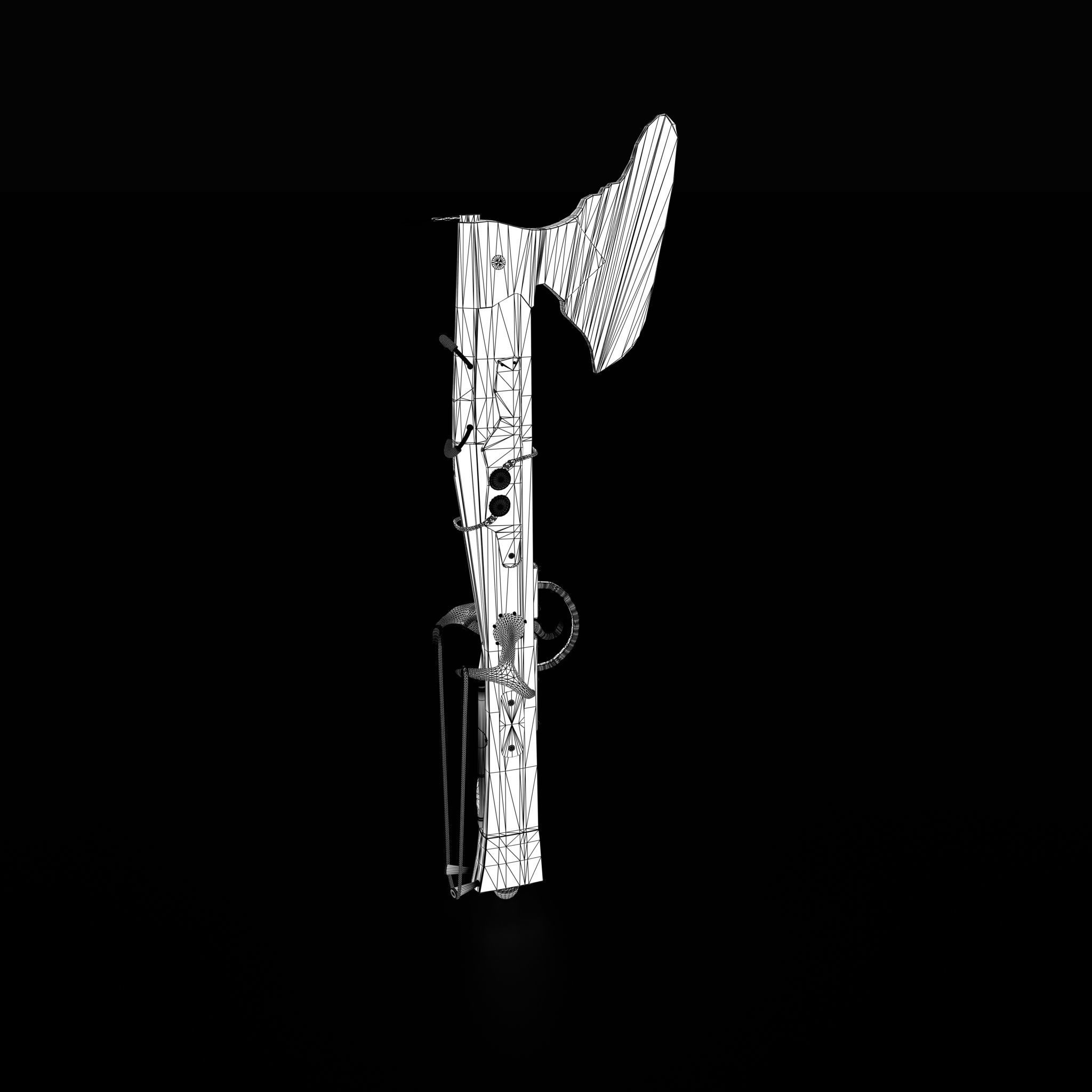 Fantasy Crossbow Axe Gun 3D model_25