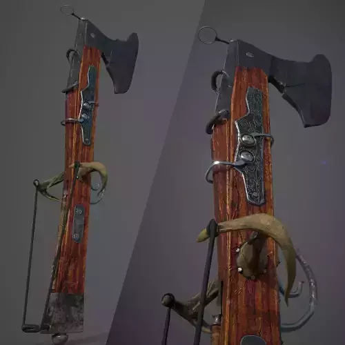 Fantasy Crossbow Axe Gun 3D model Fantasy Crossbow Axe Gun 3D model