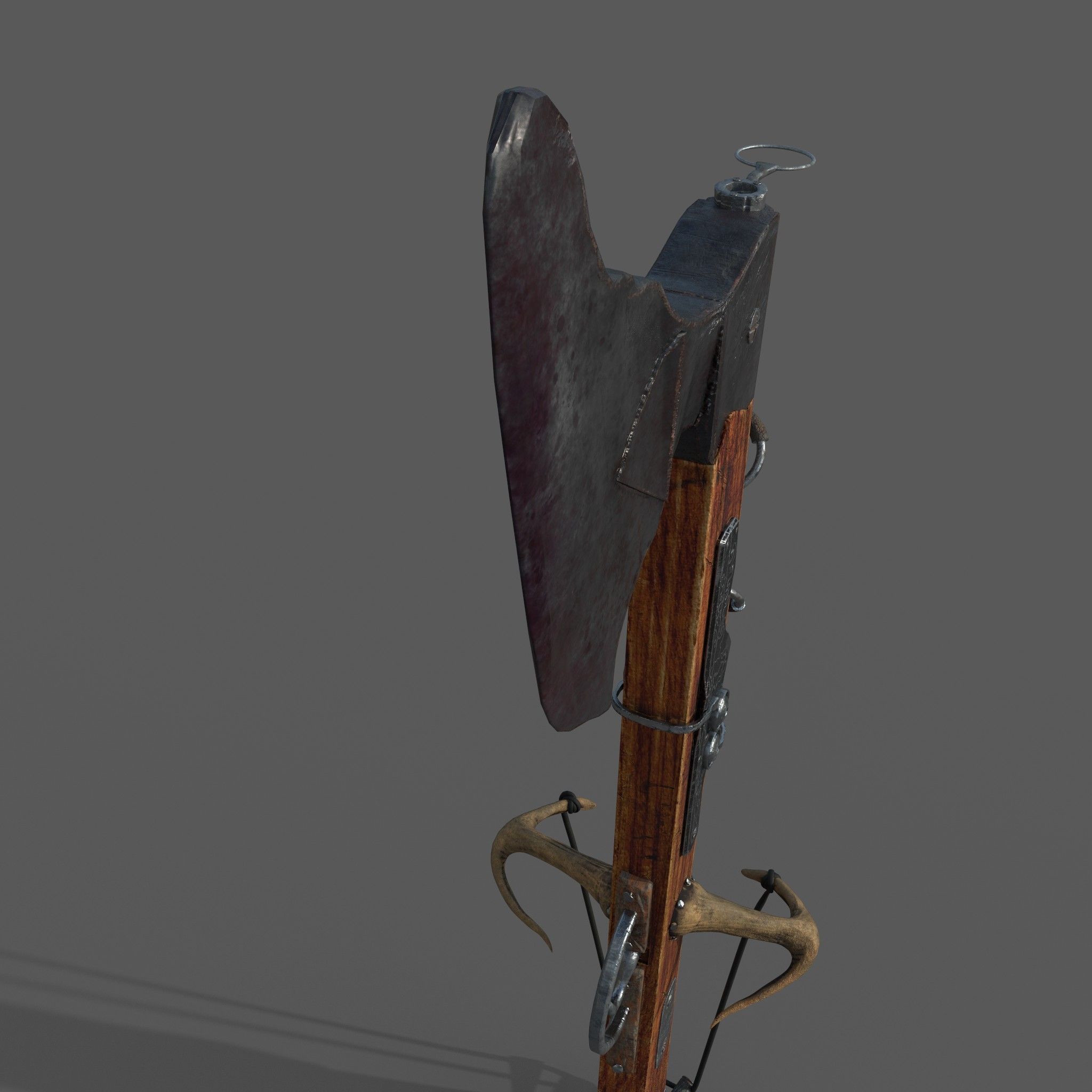 Fantasy Crossbow Axe Gun 3D model_4