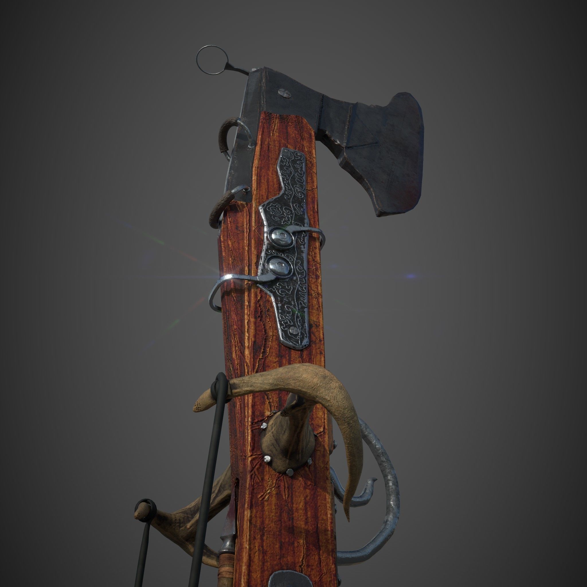 Fantasy Crossbow Axe Gun 3D model_13