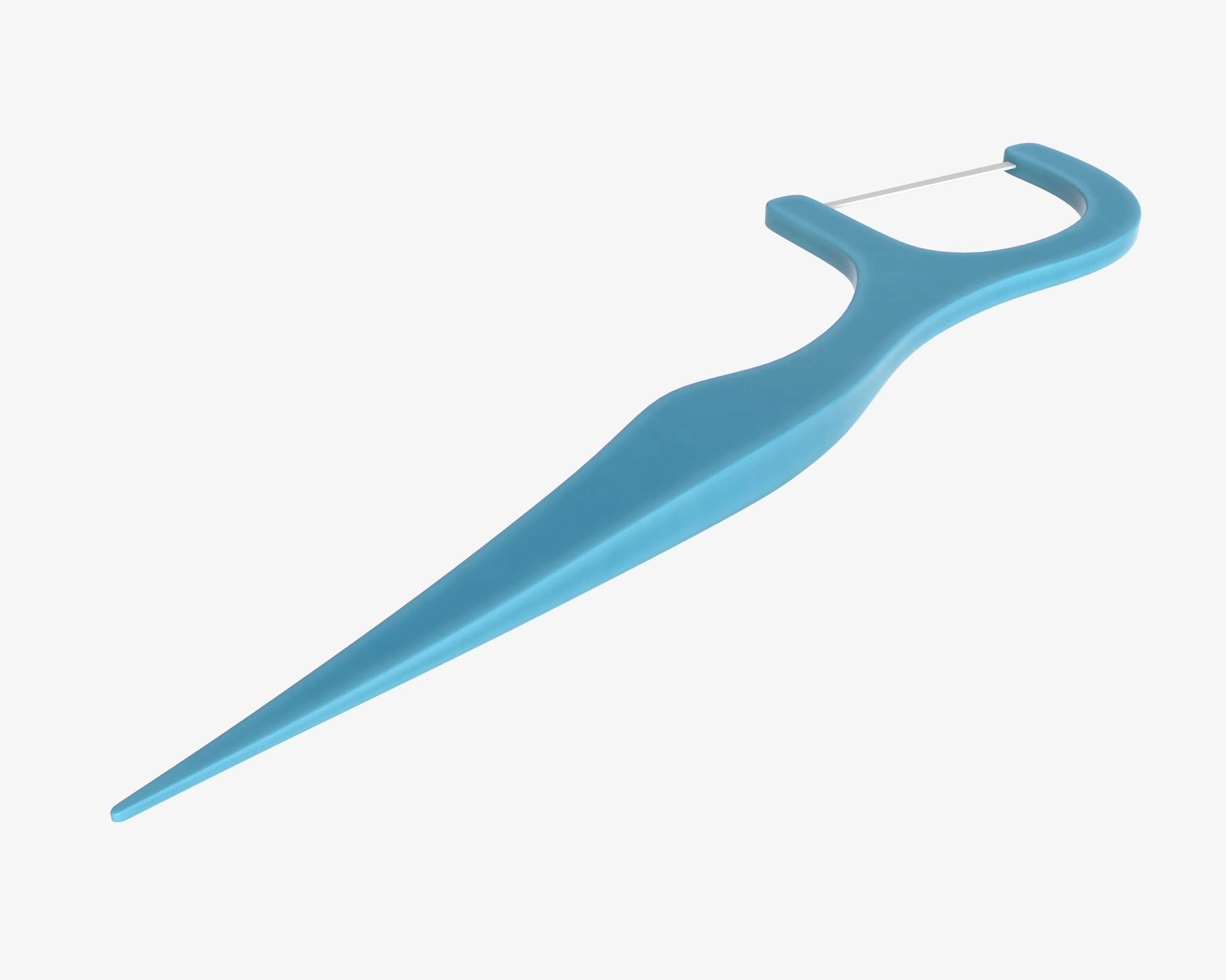 Dental floss pick with flat thread and wide bow 3D model_2