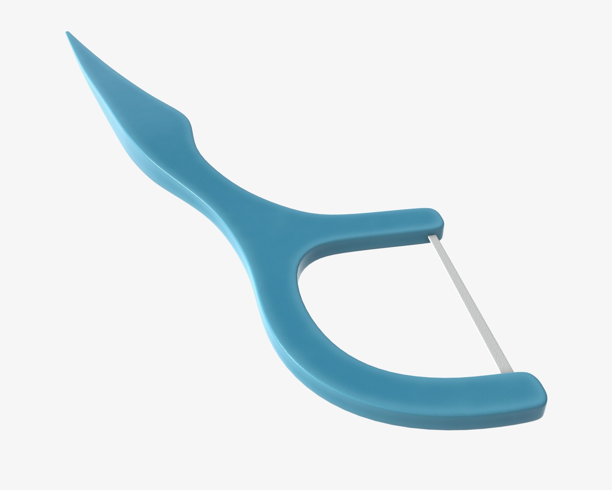 Dental floss pick with flat thread and wide bow 3D model_3