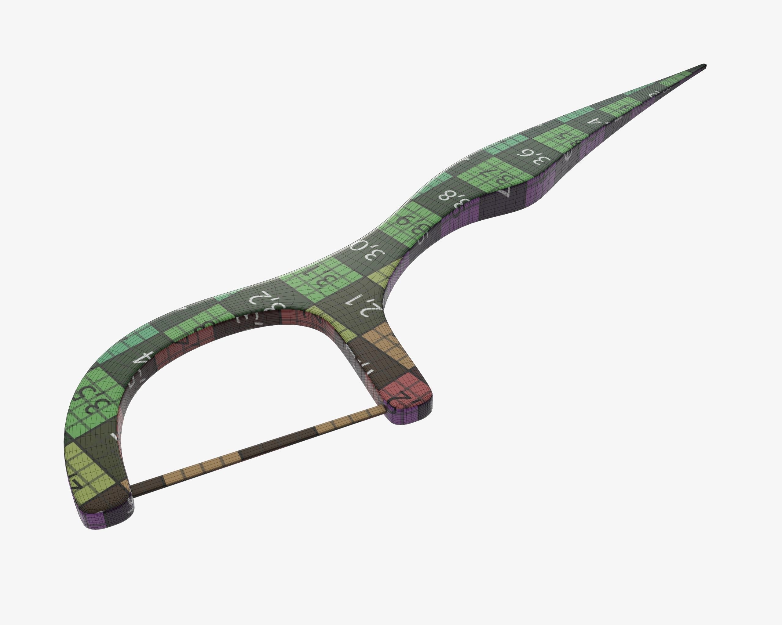 Dental floss pick with flat thread and wide bow 3D model_8