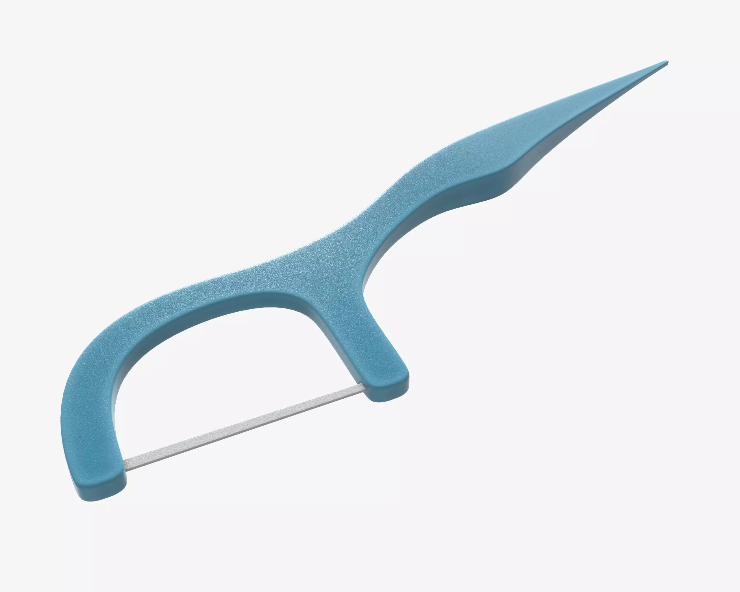 Dental floss pick with flat thread and wide bow 3D model_0