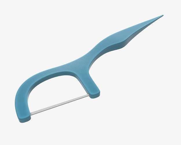 Dental floss pick with flat thread and wide bow 3D model