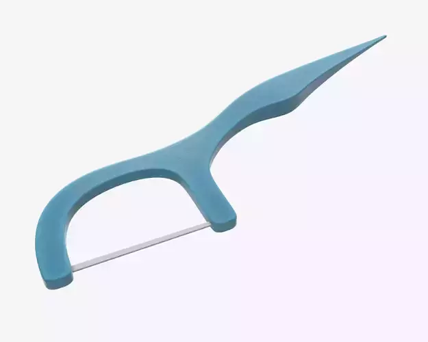 Dental floss pick with flat thread and wide bow 3D model