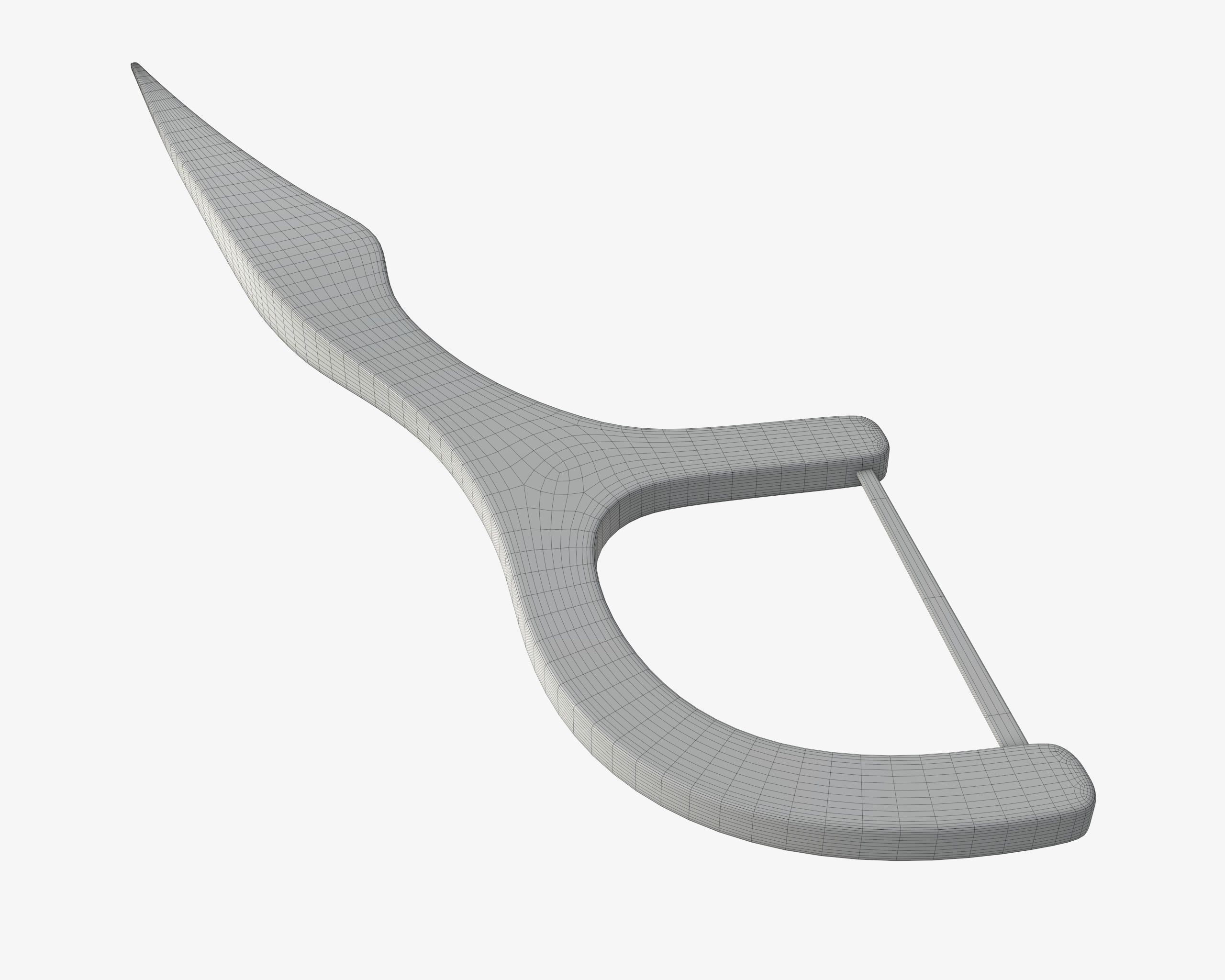 Dental floss pick with flat thread and wide bow 3D model_7