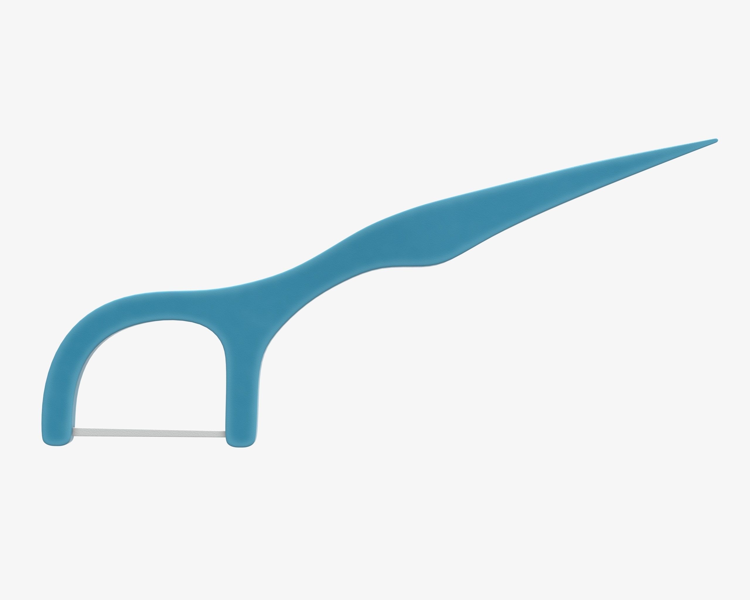 Dental floss pick with flat thread and wide bow 3D model_1