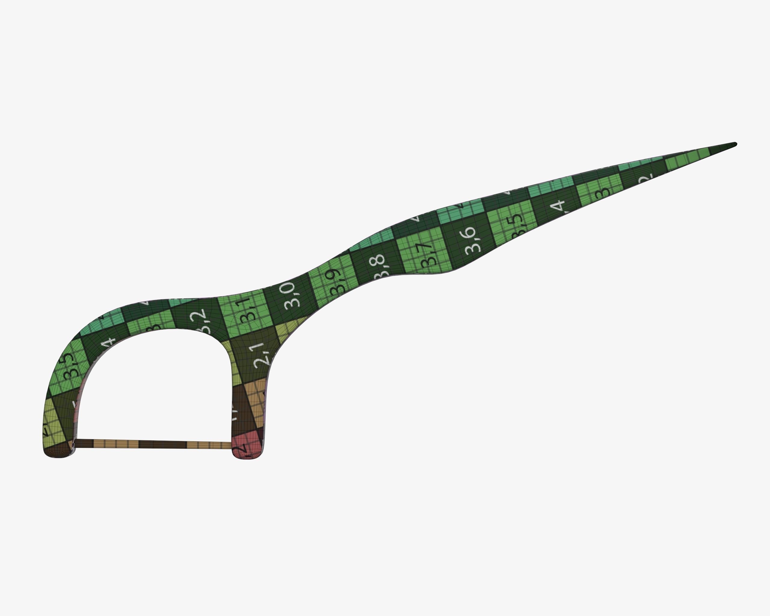 Dental floss pick with flat thread and wide bow 3D model_9