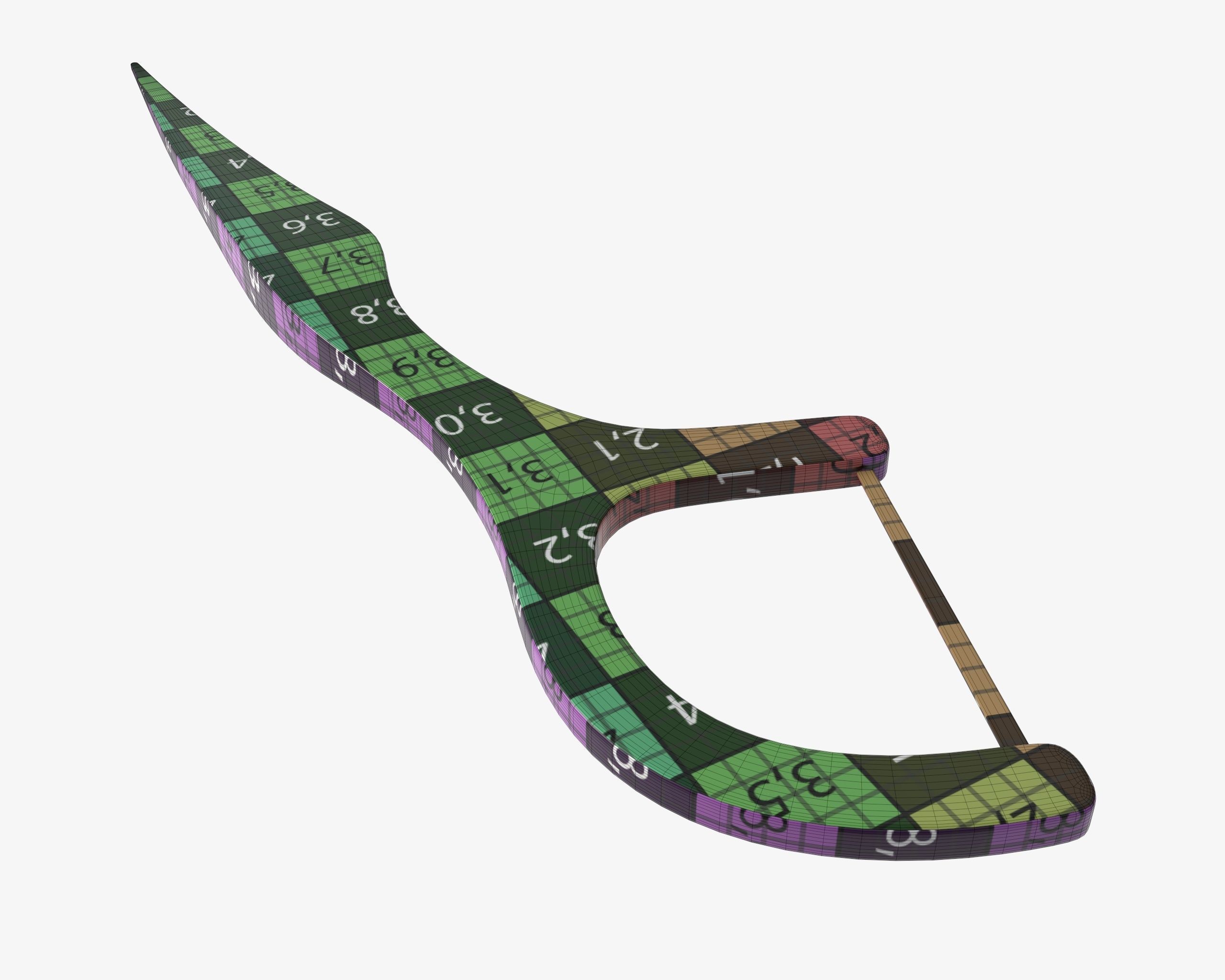 Dental floss pick with flat thread and wide bow 3D model_11