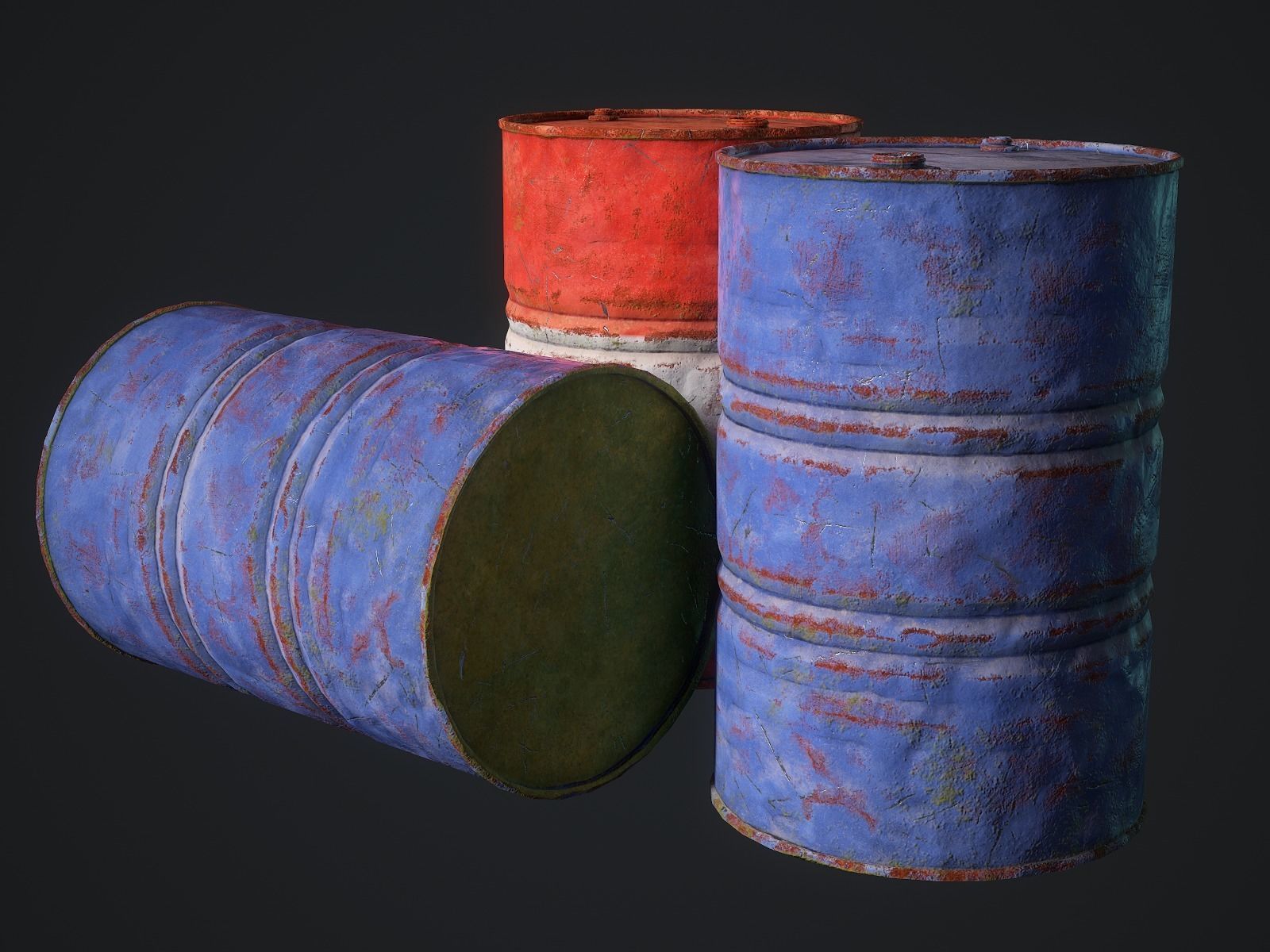 Oil barrel Low-poly 3D model_9