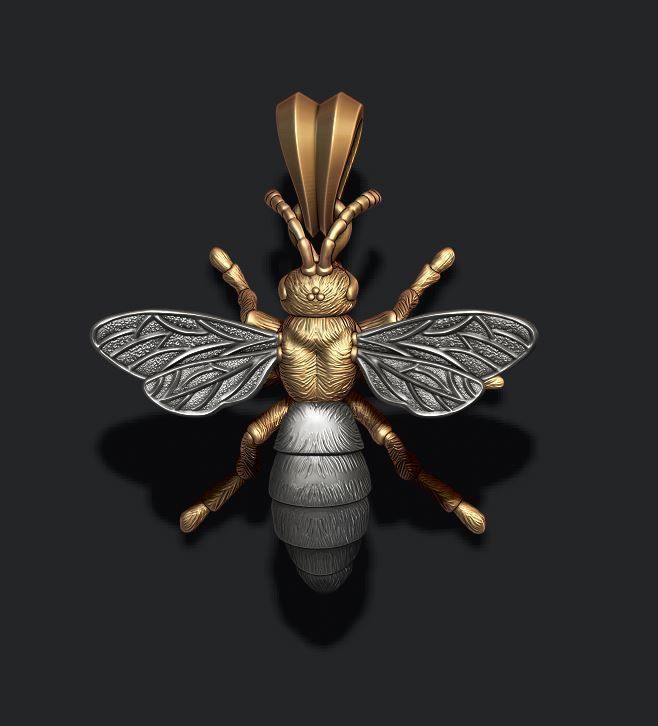 Bee pendant 3D print model_5