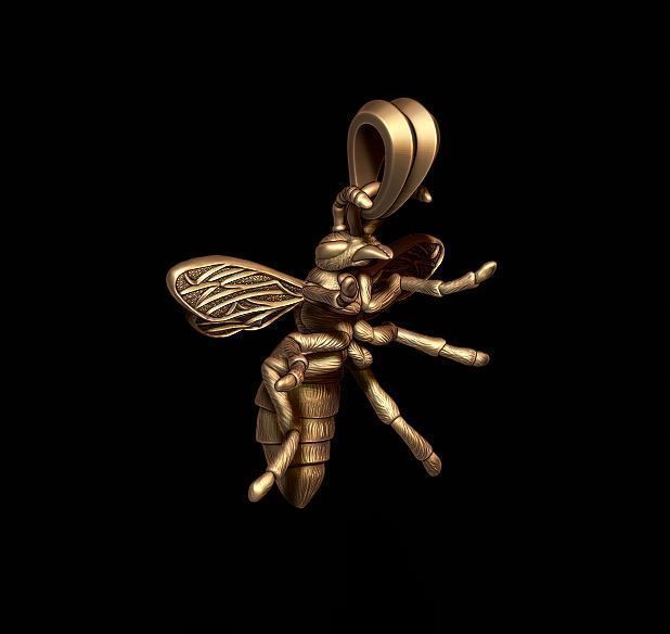 Bee pendant 3D print model_4