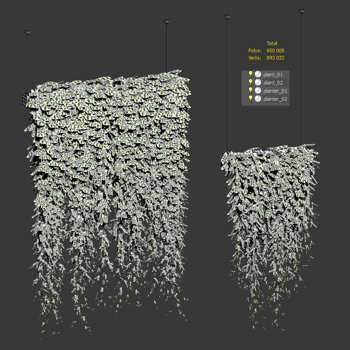 Plants in Hanging Planters v2 - 2 models 3D model_2