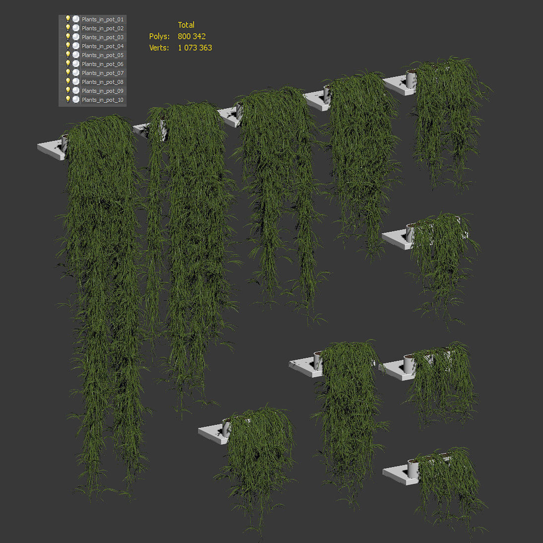 Hanging plants for shelves - 10 models - set 2 3D model_2
