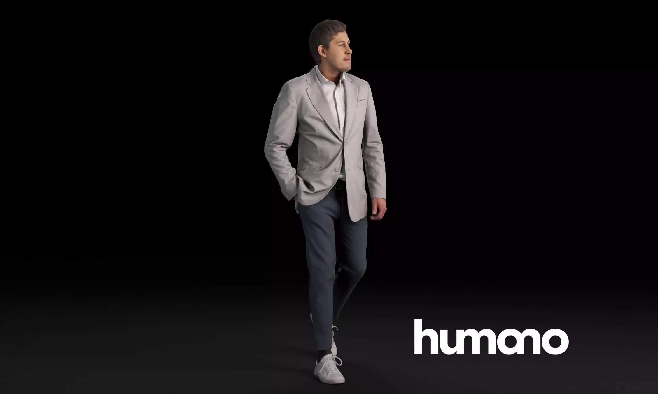 Humano Casual man standing and walking 0402 3D model_0