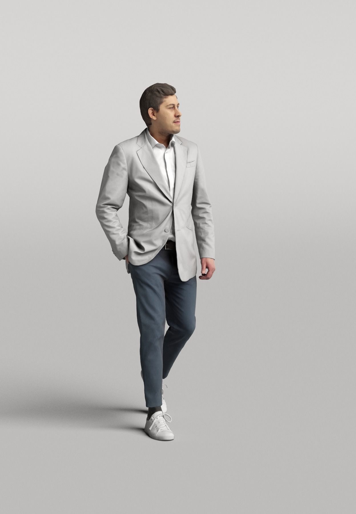 Humano Casual man standing and walking 0402 3D model_1